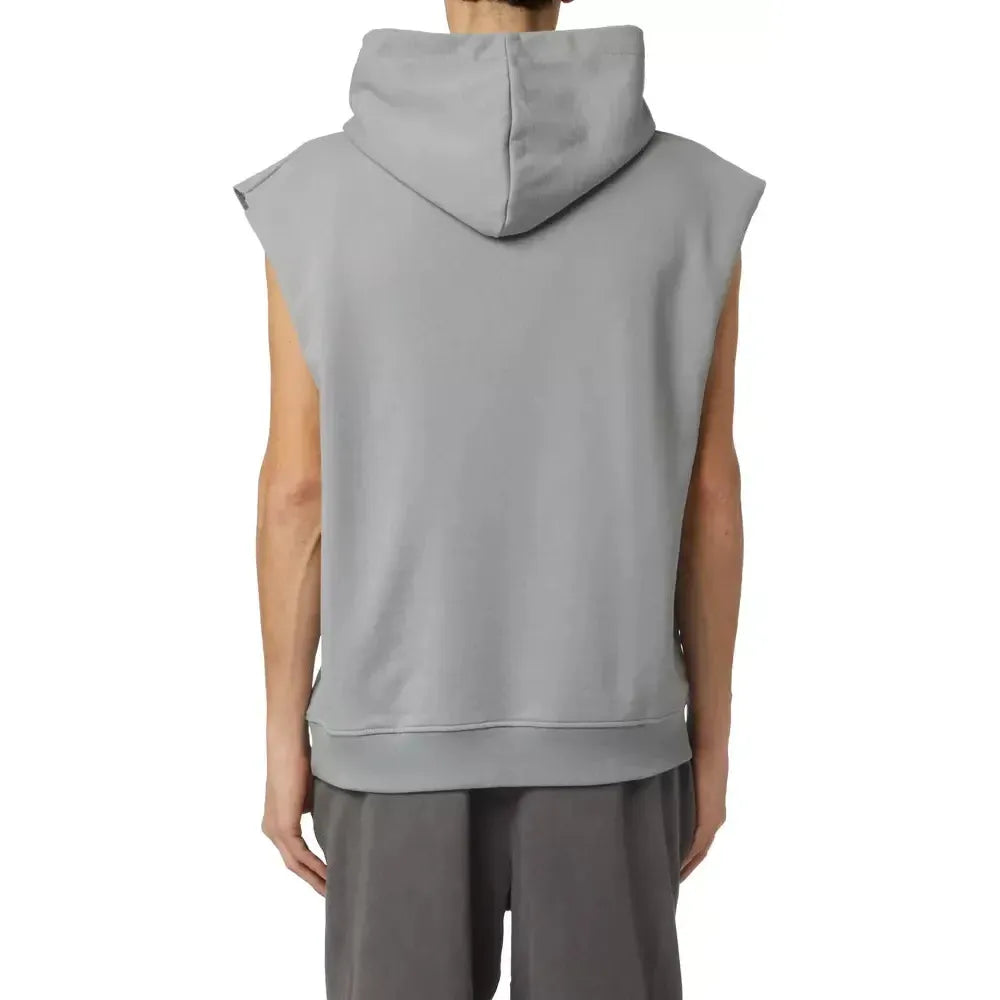 Hinnominate Sleek Sleeveless Hooded Sweatshirt in Gray gray-cotton-sweater-8