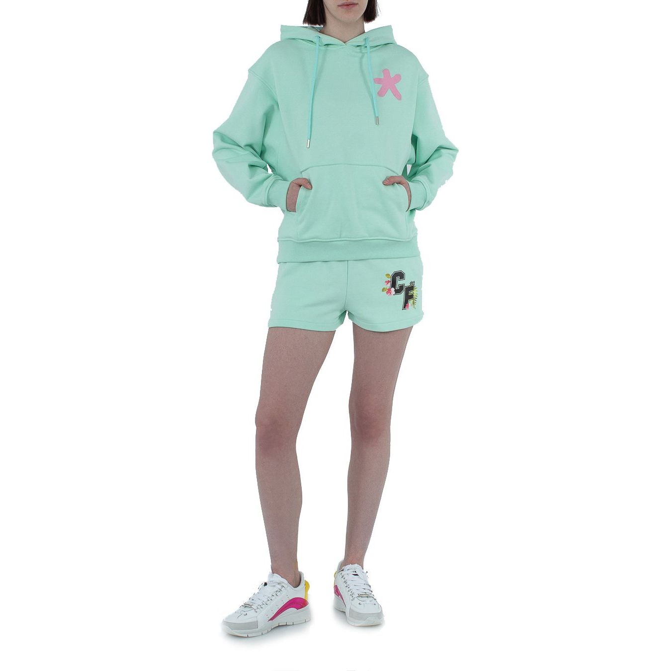 Comme Des Fuckdown Chic Green Drawstring Shorts with Pocket Detail green-cotton-short-1
