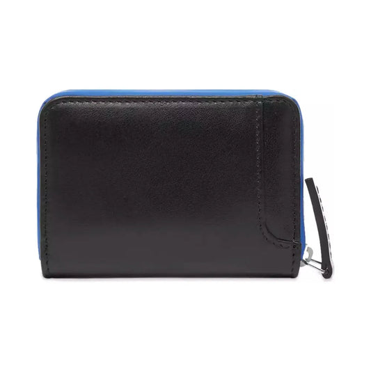 Marcelo Burlon Sleek Black Leather Card Holder with Blue Accents black-leather-other