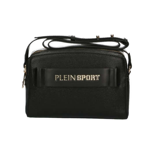 Plein Sport Sleek Black Double-Zip Crossbody Bag black-polyurethane-crossbody-bag