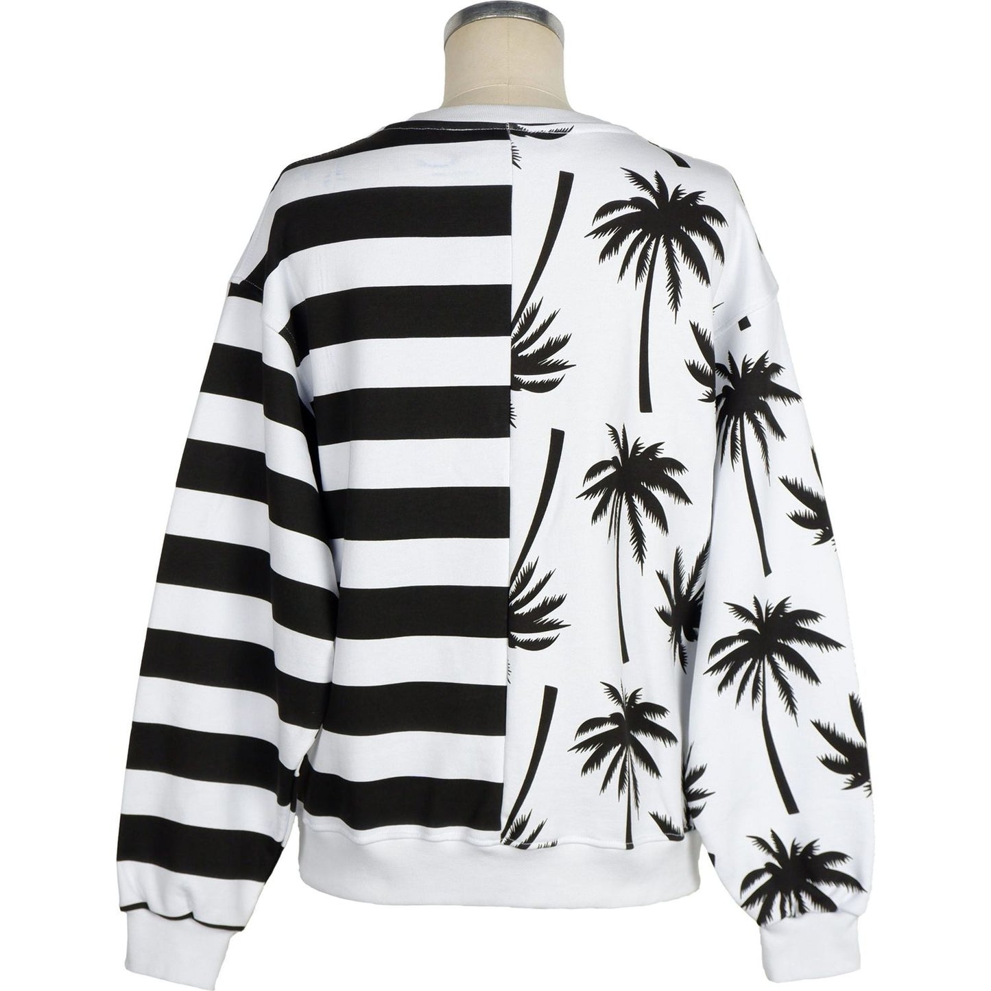 Comme Des Fuckdown Chic Monochrome Stripe Palm Print Sweater black-cotton-sweater-91