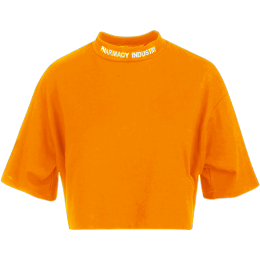 Pharmacy Industry Chic Orange Embroidered Logo Tee orange-cotton-tops-t-shirt-3