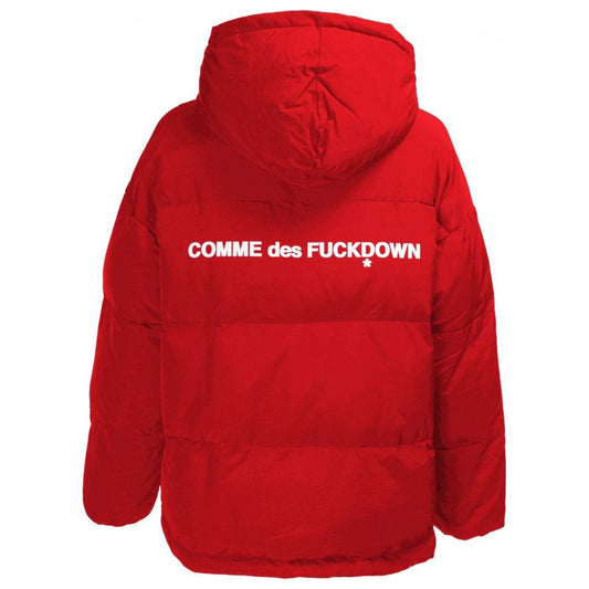 Comme Des Fuckdown Chic Red Padded Polyester Down Jacket with Hood red-polyester-jackets-coat-3