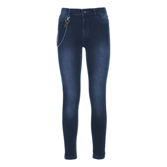 Imperfect Chic Lightly Washed Blue Slim-Fit Jeans with Chain Detail blue-cotton-jeans-pants-1