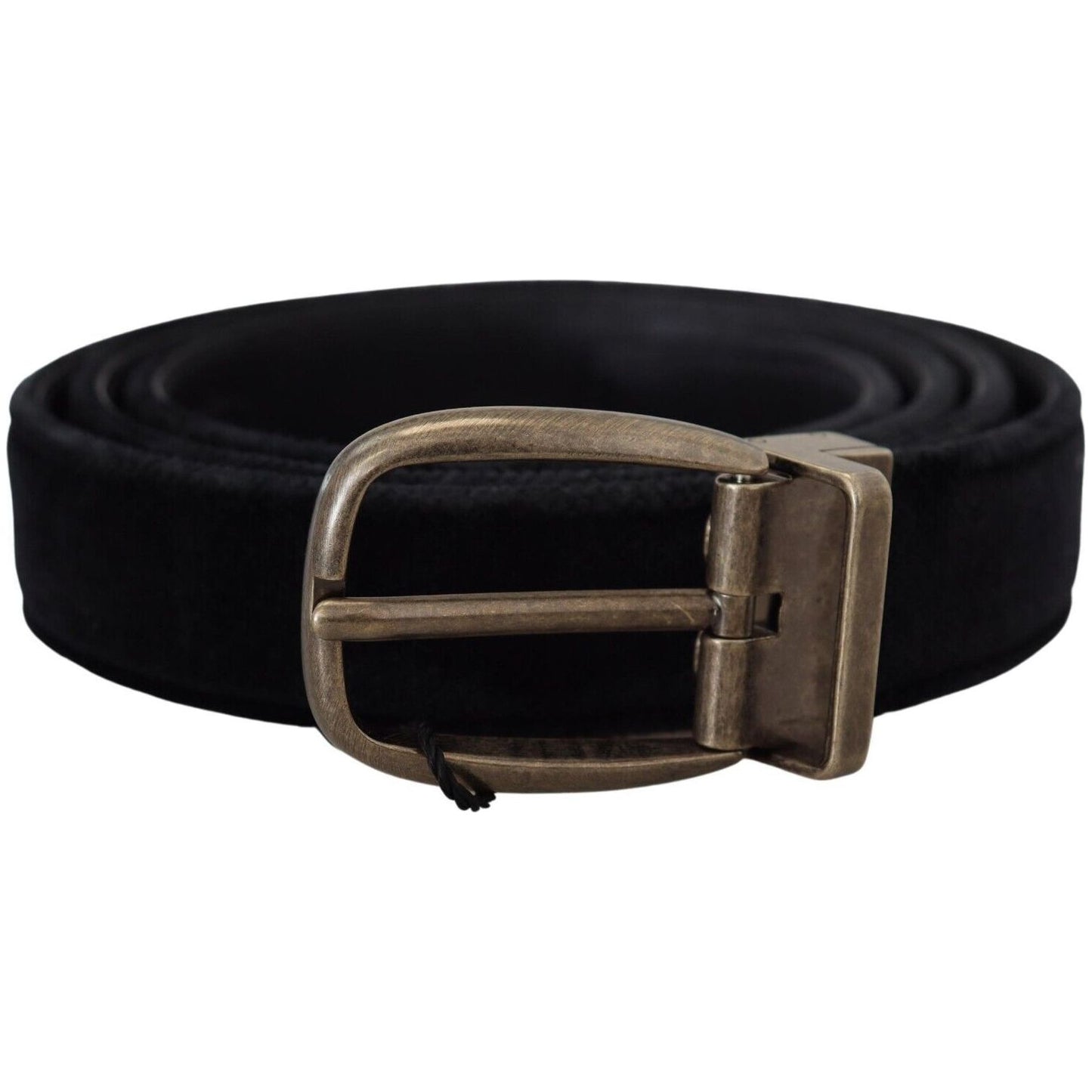 Dolce & Gabbana Elegant Black Leather Belt black-velvet-leather-antique-metal-buckle