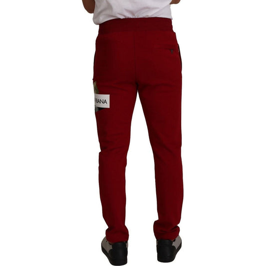 Dolce & Gabbana Elegant Red Jogging Pants with Drawstring Closure red-cotton-logo-patch-sweatpants-jogging-pants s-l1600-1-104-6aa20be5-a16.jpg