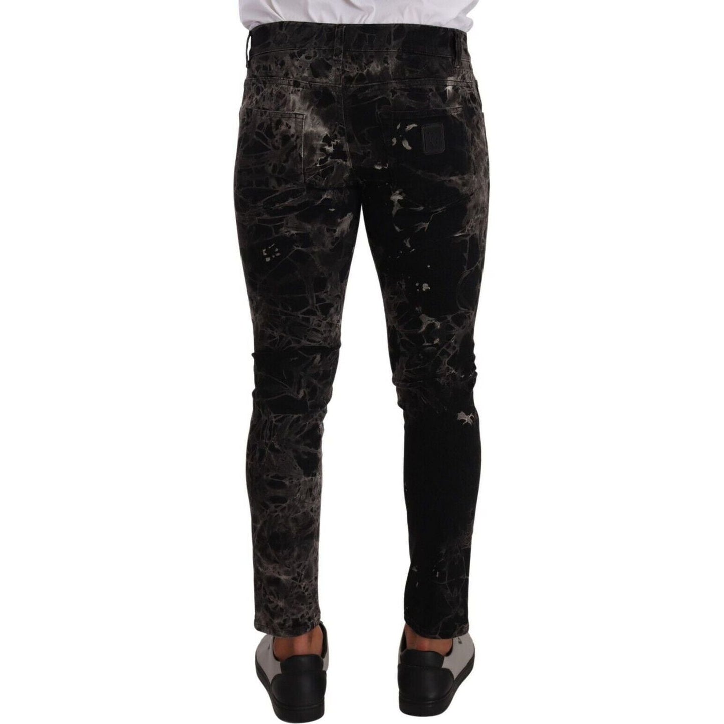 Dolce & Gabbana Slim Fit Patterned Skinny Jeans black-patterned-skinny-slim-fit-jeans