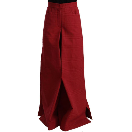 Dolce & Gabbana Elegant High Waist Wide Leg Pants in Red red-cotton-high-waist-wide-leg-pants
