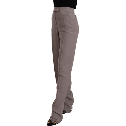 Armani Elegant High Waist Silk Blend Trousers brown-high-waist-silk-tapered-long-pants