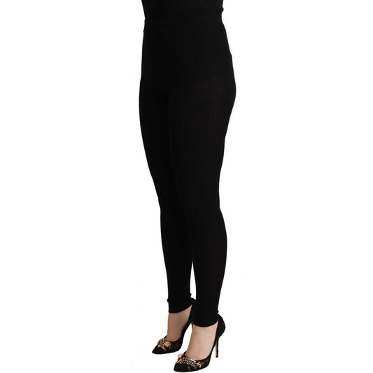 Dolce & Gabbana Black High Waist Cashmere Tights Pants Jeans & Pants black-cashmere-stretch-waist-tights-pants-1
