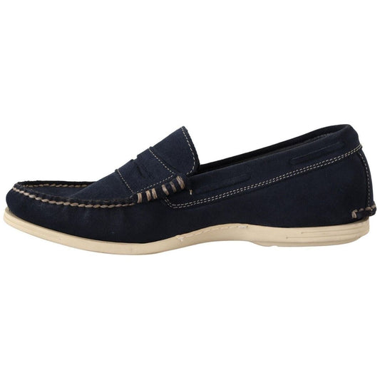 Pollini | Blue Suede Low Top Mocassin Loafers Casual Men Shoes | McRichard Designer Brands