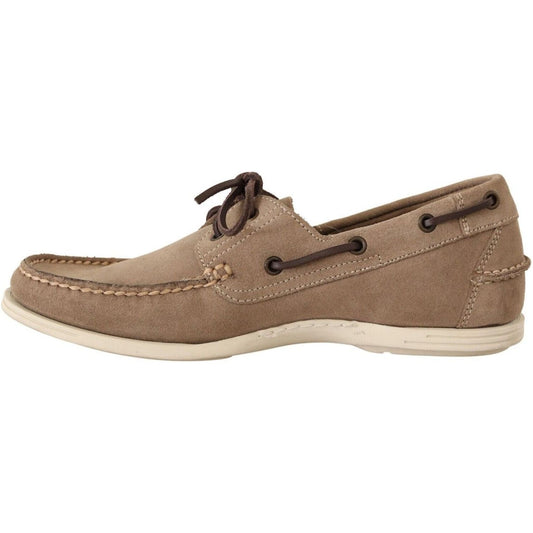 Pollini Elegant Beige Suede Moccasins for the Discerning Gentleman MAN LOAFERS beige-suede-low-top-mocassin-loafers-casual-men-shoes