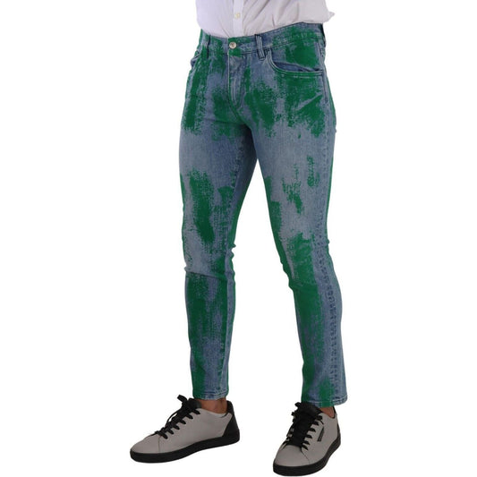 Dolce & Gabbana Chic Skinny Denim Jeans in Blue Green Wash blue-green-dye-cotton-skinny-denim-jeans