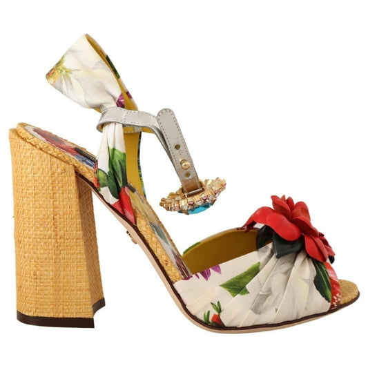 Dolce & Gabbana Multicolor Crystal Embellished Heel Sandals HIGH HEEL SANDALS multicolor-crystal-keira-sandals-silk-shoes