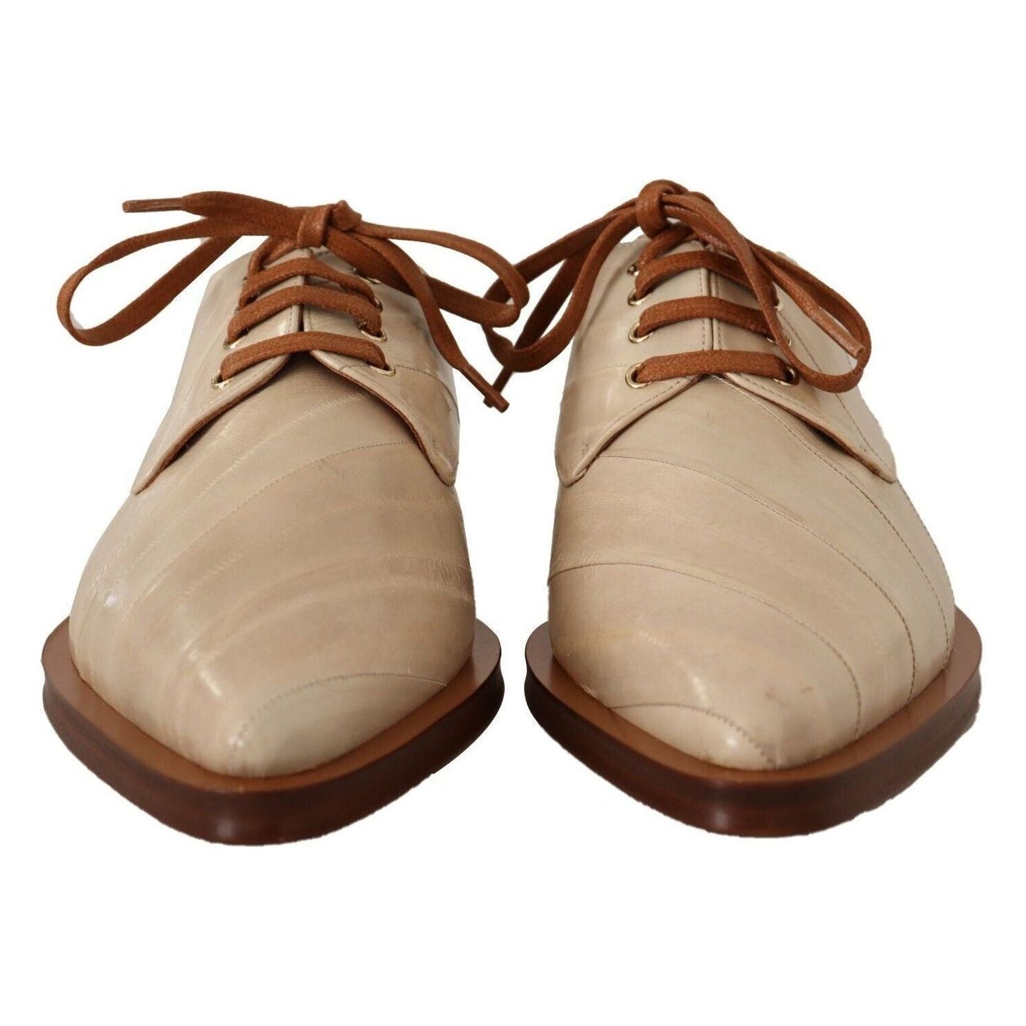 Dolce & Gabbana Elegant Beige Eel Leather Formal Flats white-eel-leather-lace-up-formal-flats-shoes s-l1600-1-164-d5fc7f3d-6e4.jpg