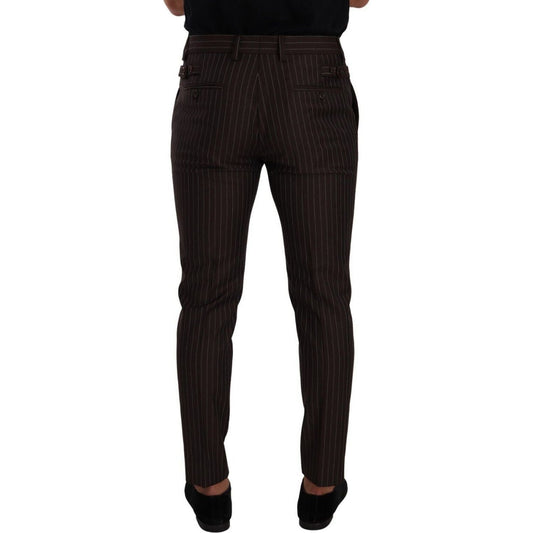 Dolce & GabbanaElegant Brown Striped Woolen Men's TrousersMcRichard Designer Brands£419.00
