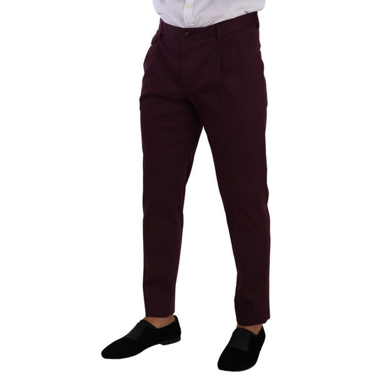 Dolce & Gabbana Elegant Purple Chinos for the Modern Man purple-cotton-tapered-chinos-dress-pants