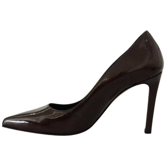 Sofia Elegant Brown Leather Heels Pumps WOMAN PUMPS brown-patent-leather-stiletto-heels-pumps-shoes
