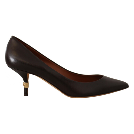 Dolce & Gabbana Elegant Brown Leather Heels Pumps brown-leather-kitten-mid-heels-pumps-shoes s-l1600-1-2-04da4f19-b99.png
