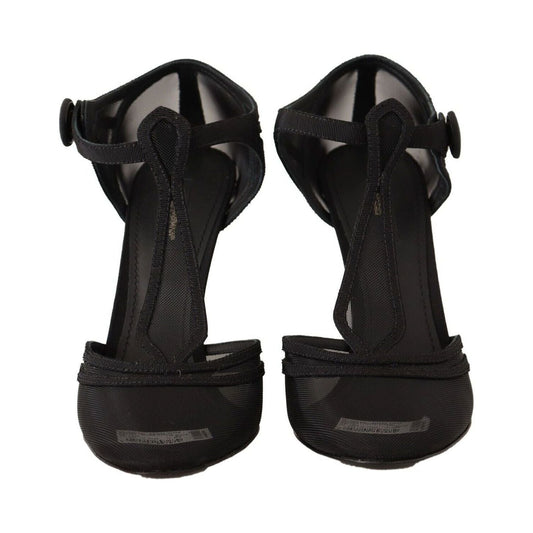 Dolce & Gabbana Elegant Mesh T-Strap Stiletto Pumps black-mesh-t-strap-stiletto-heels-pumps-shoes