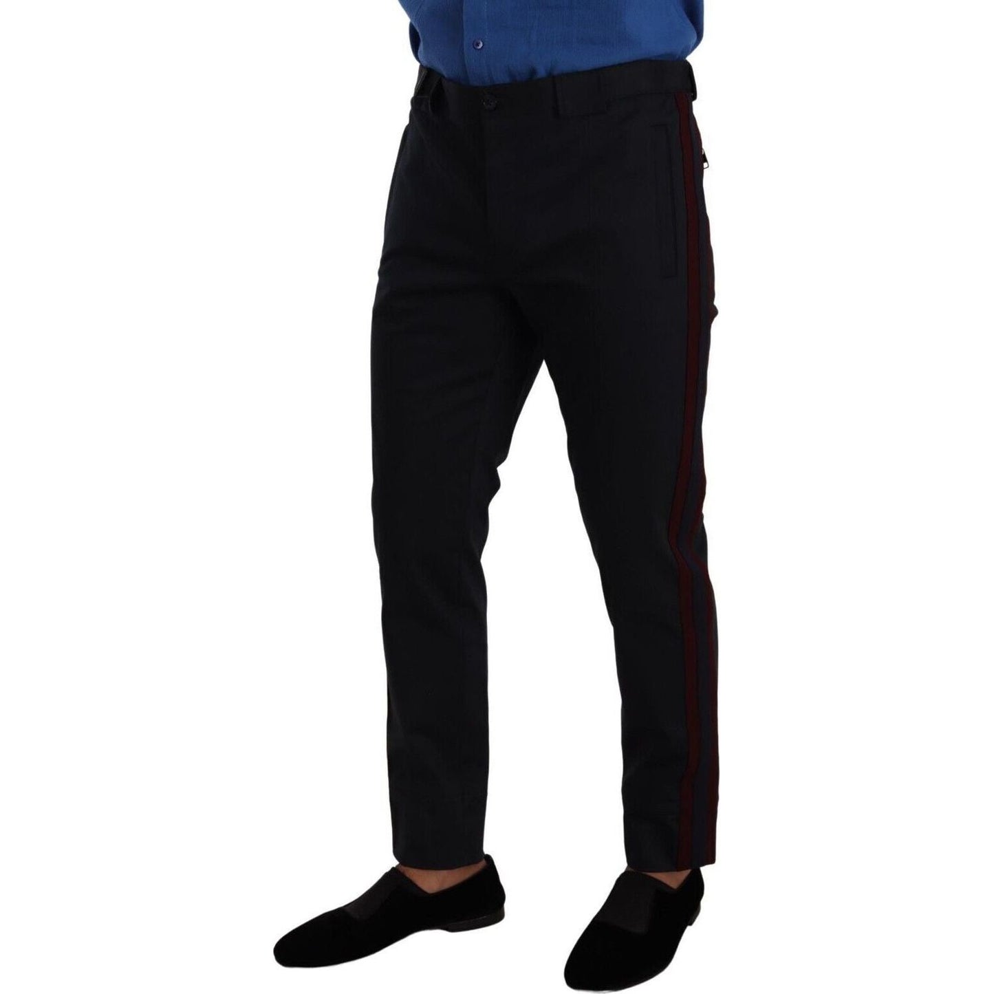 Dolce & Gabbana Chic Slim Fit Chinos Pants in Blue blue-bordeaux-cotton-skinny-chino-pants