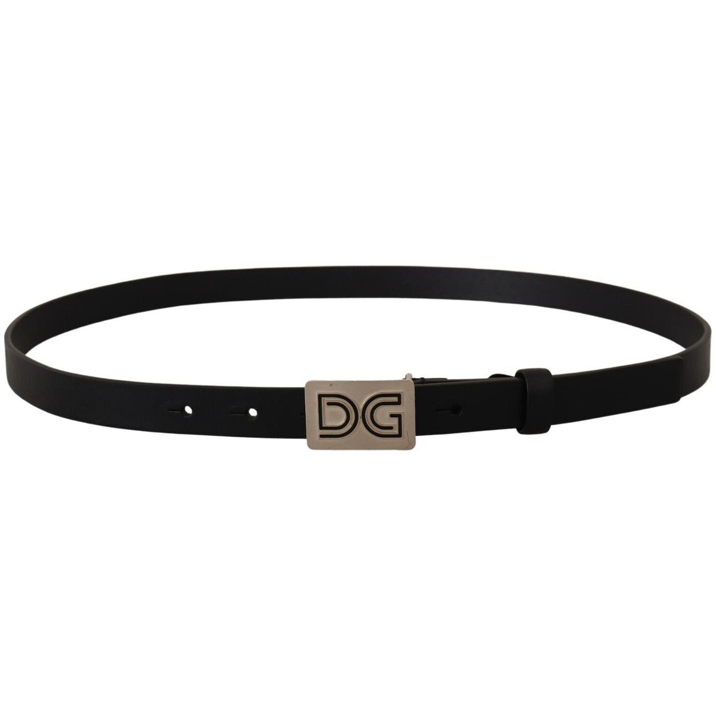 Dolce & Gabbana Elegant Black Leather Belt with Silver Buckle black-leather-silver-dg-logo-buckle-belt