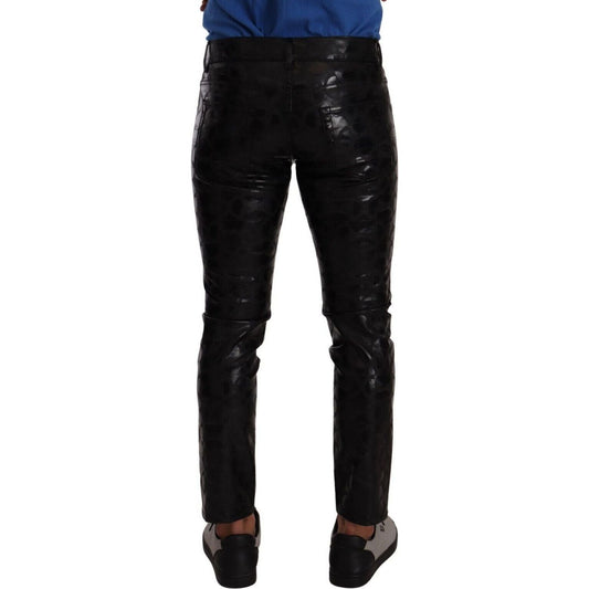 Dolce & Gabbana Elegant Black Logo Skinny Pants black-logo-cotton-stretch-skinny-pants