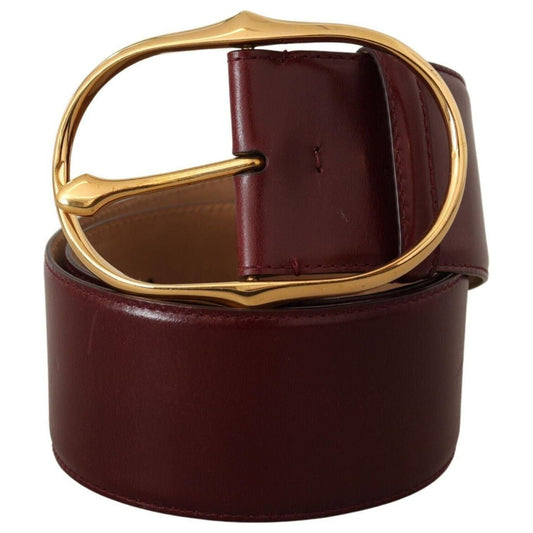 Dolce & Gabbana Elegant Brown Leather Belt with Gold Oval Buckle dark-brown-leather-gold-metal-buckle-belt