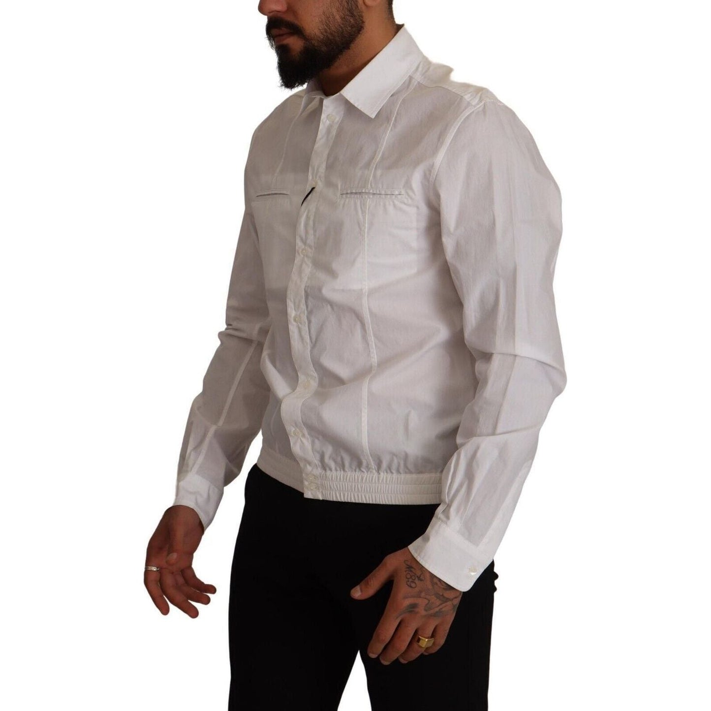 Dolce & Gabbana Elegant Italian White Cotton Shirt white-cotton-button-down-men-collared-shirt