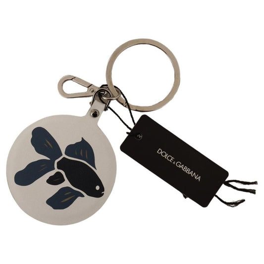 Dolce & Gabbana Chic White Leather Keychain white-leather-fish-metal-silver-tone-keyring-keychain s-l1600-1-25-7a8c7fee-19c.jpg