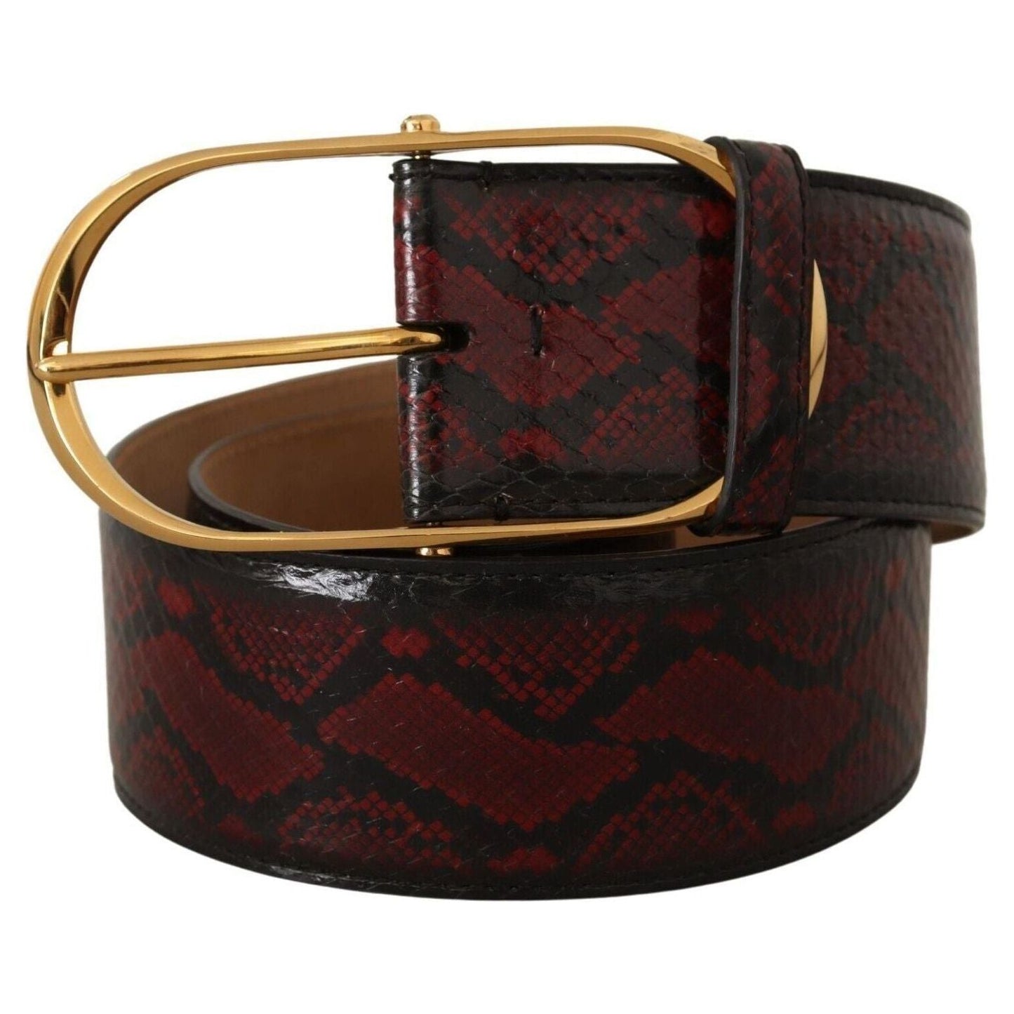 Dolce & Gabbana Elegant Red Python Leather Belt with Gold Buckle WOMAN BELTS red-exotic-leather-gold-oval-buckle-belt