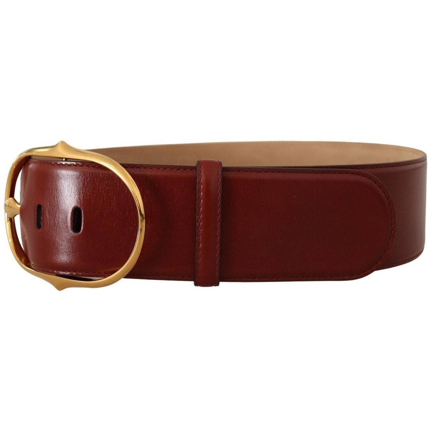 Dolce & Gabbana Elegant Maroon Leather Belt with Gold Buckle WOMAN BELTS maroon-leather-gold-metal-oval-buckle-belt s-l1600-1-264-5207b7da-077.jpg