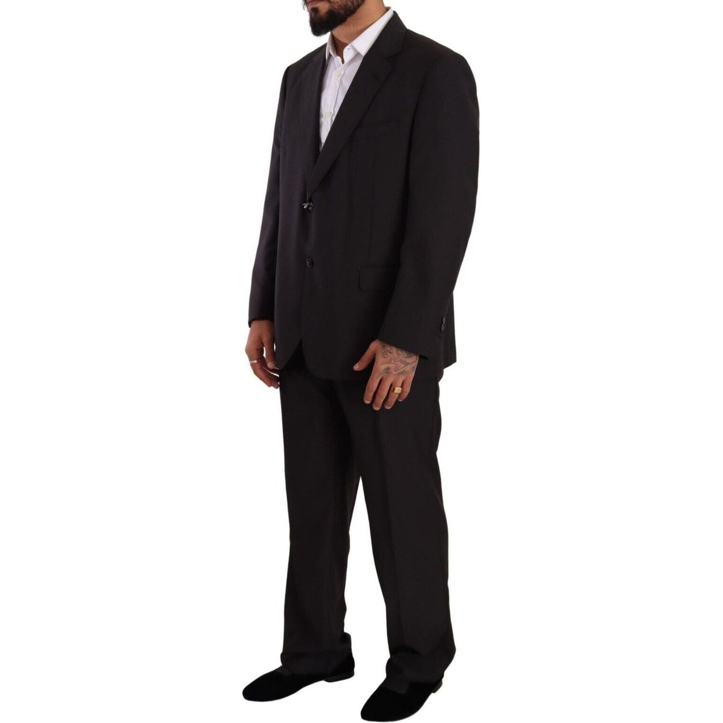 Domenico Tagliente Elegant Gray Two-Piece Regular Fit Suit gray-polyester-single-breasted-formal-suit-3