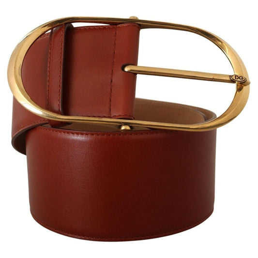 Dolce & GabbanaElegant Maroon Leather Belt with Gold AccentsMcRichard Designer Brands£209.00