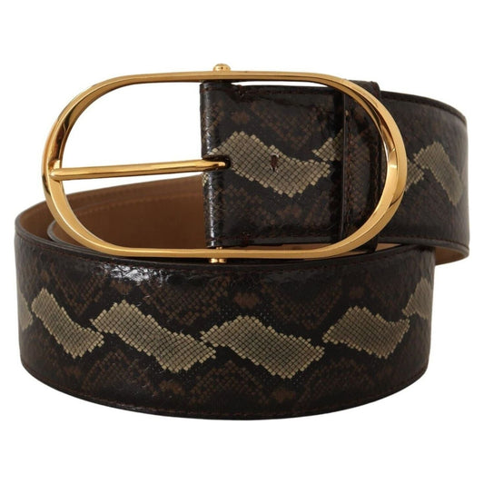 Dolce & Gabbana Elegant Snakeskin Belt with Gold Oval Buckle WOMAN BELTS brown-exotic-leather-gold-oval-buckle-belt-4
