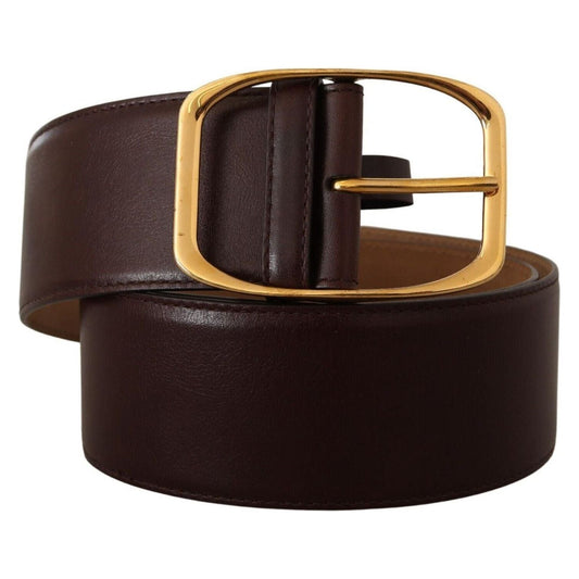 Dolce & Gabbana Elegant Dark Brown Leather Belt with Gold Buckle dark-brown-leather-gold-metal-buckle-belt-2 s-l1600-1-292-03a35949-6da.jpg