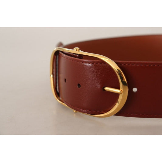 Dolce & Gabbana Elegant Gold Buckle Leather Belt brown-leather-gold-metal-oval-buckle-belt-8