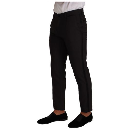 Dolce & Gabbana Elegant Skinny Tuxedo Trousers black-brown-formal-tuxedo-dress-pants