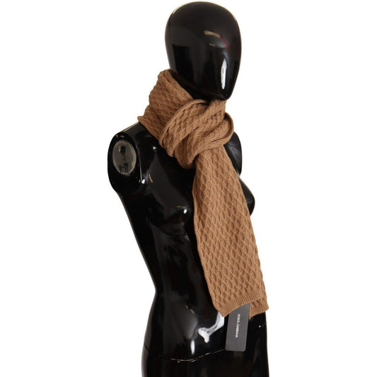 Dolce & Gabbana Elegant Dark Brown Knitted Scarf dark-brown-wrap-shawl-knitted-camel-scarf