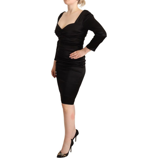 Roberto Cavalli Elegant Black Sweetheart Sheath Dress black-long-sleeves-bodycon-acetate-dress WOMAN DRESSES