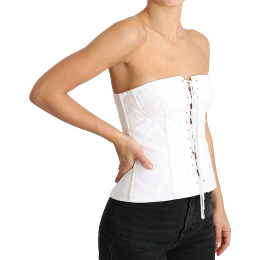 Dolce & Gabbana Elegant White Strapless Corset Top WOMAN TOPS AND SHIRTS white-palermo-bustier-cotton-top-corset