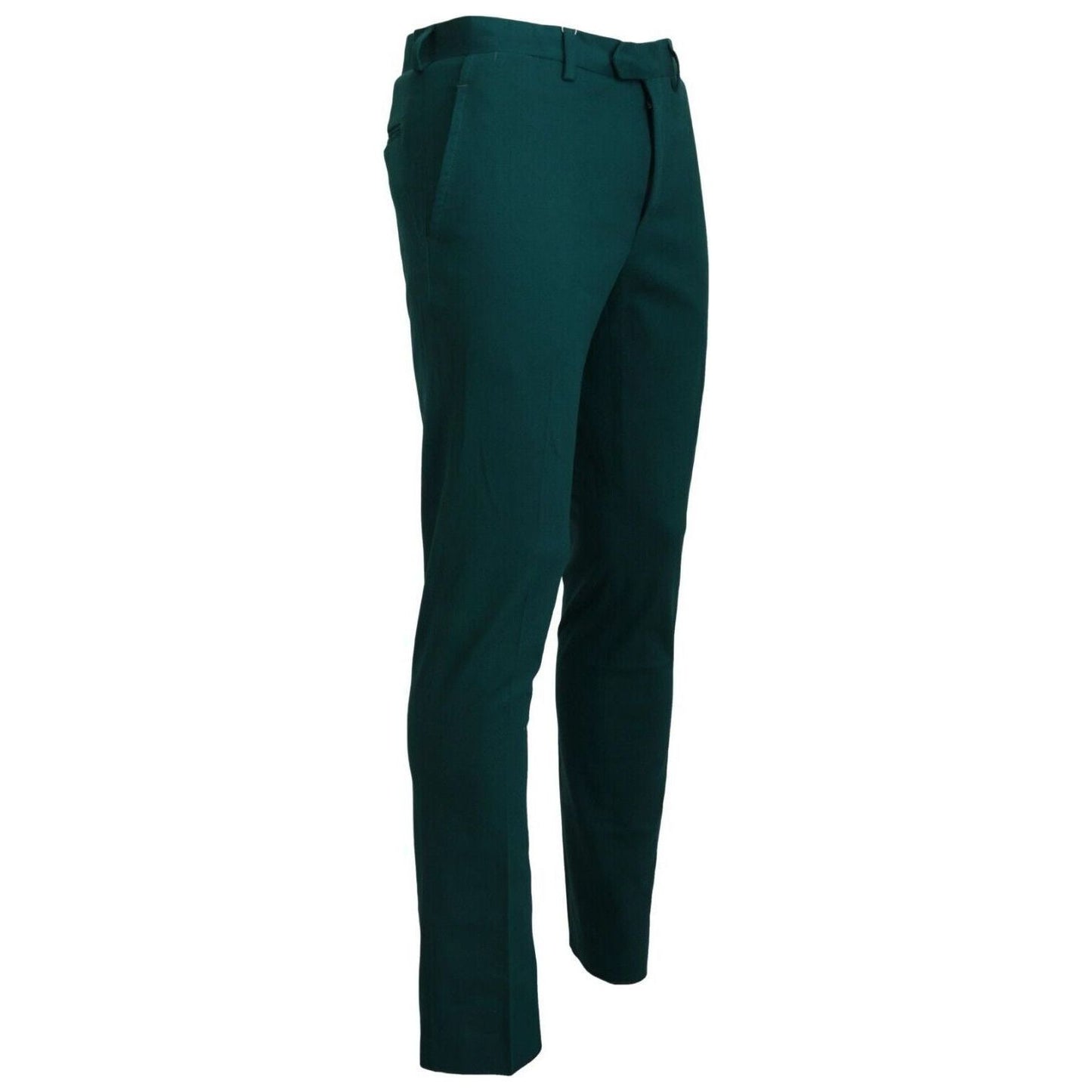BENCIVENGA Elegantly Tailored Green Pure Cotton Pants green-straight-fit-men-formal-trousers-pants