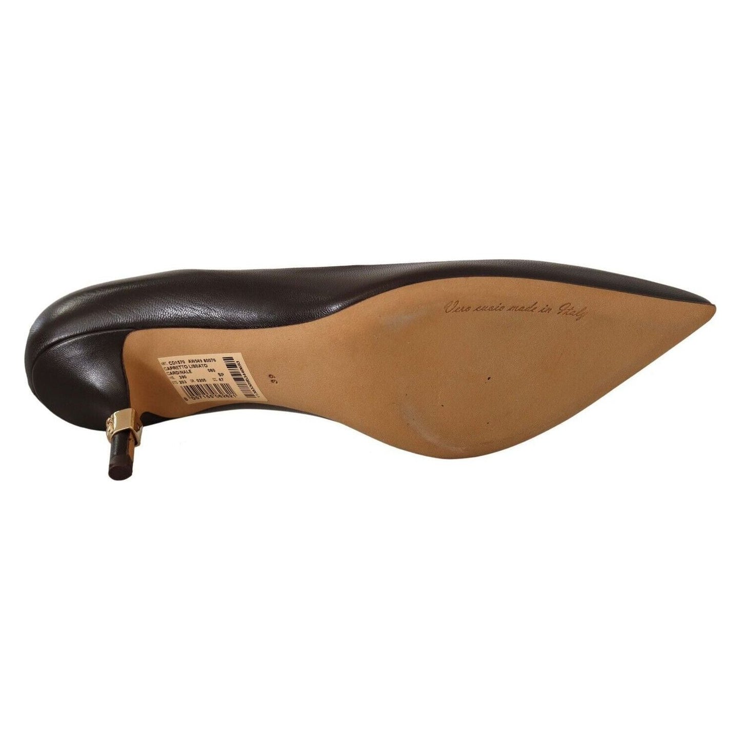 Dolce & Gabbana Elegant Brown Leather Heels Pumps brown-leather-kitten-mid-heels-pumps-shoes