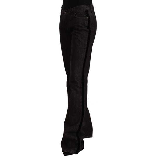 GF Ferre Sleek Mid Waist Bootcut Designer Jeans black-mid-waist-cotton-denim-straight-boot-cut-jeans