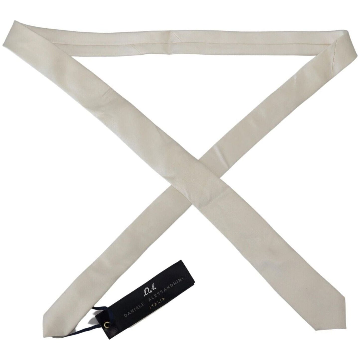 Daniele Alessandrini Exclusive Silk Bow Tie in Off White off-white-silk-men-necktie-adjustable-accessory-tie
