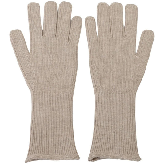 Dolce & Gabbana Elegant Ivory Cashmere-Silk Blend Gloves ivory-cashmere-silk-hands-mitten-mens-gloves