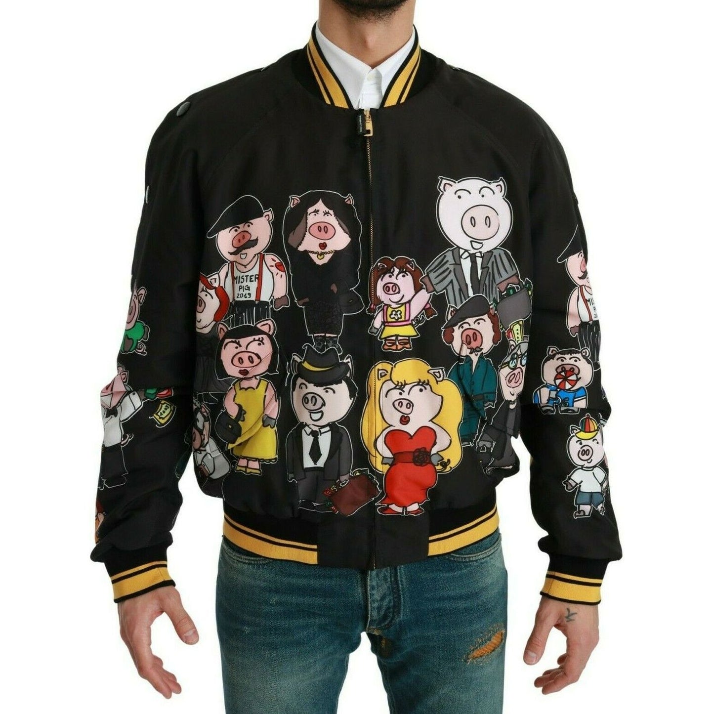 Dolce & Gabbana Multicolor Motive Bomber Style Jacket Coats & Jackets black-year-of-the-pig-bomber-jacket-1 s-l1600-10-6a20e562-356.jpg