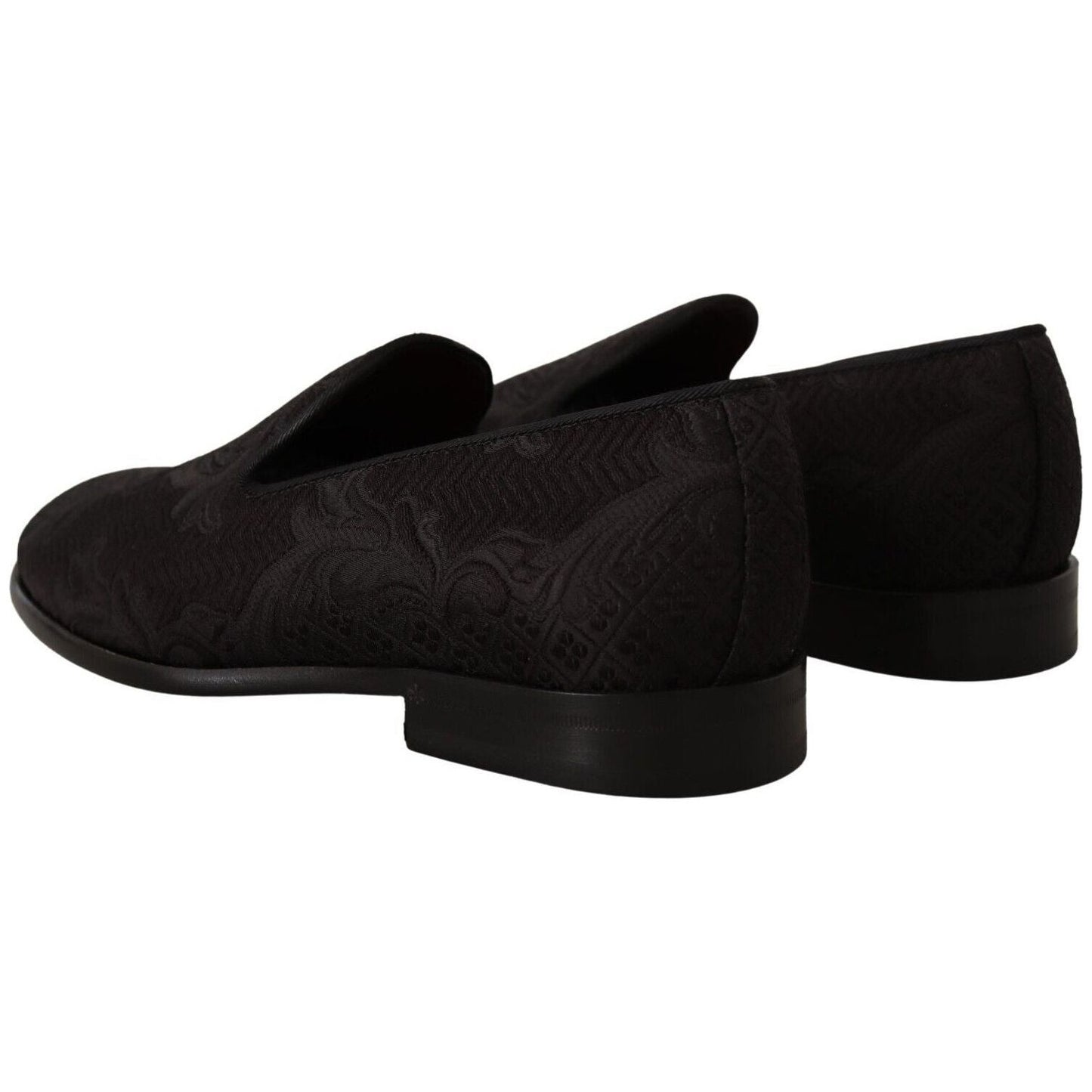 Dolce & Gabbana Black Floral Brocade Slippers black-floral-brocade-slippers-loafers-shoes