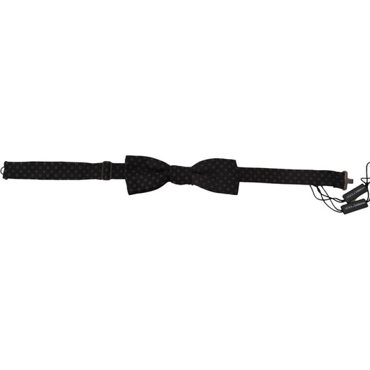 Dolce & Gabbana Elegant Silk Black Bow Tie for Men black-silk-patterned-necktie-men-accessory-bow-tie