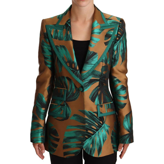 Dolce & GabbanaElegant Leaf Print Silk-Blend CoatMcRichard Designer Brands£1319.00